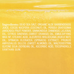 Majestic Pure Sweet Orange Body Scrub shows Dead Sea Salt crystals for mineral-rich exfoliation