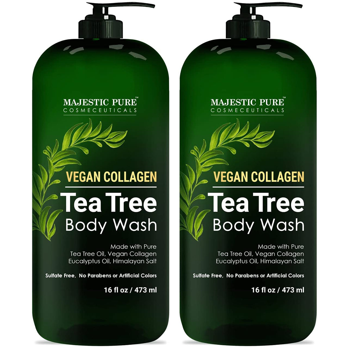 Majestic Pure Tea Tree Body Wash bottle front view for cleansing and refreshing skin.