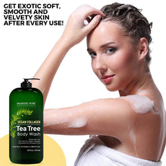 Majestic Pure Tea Tree Body Wash lather close-up showing cleansing foam.