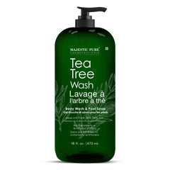 Majestic Pure Tea Tree Body Wash pump-dispenser for easy, mess-free application.