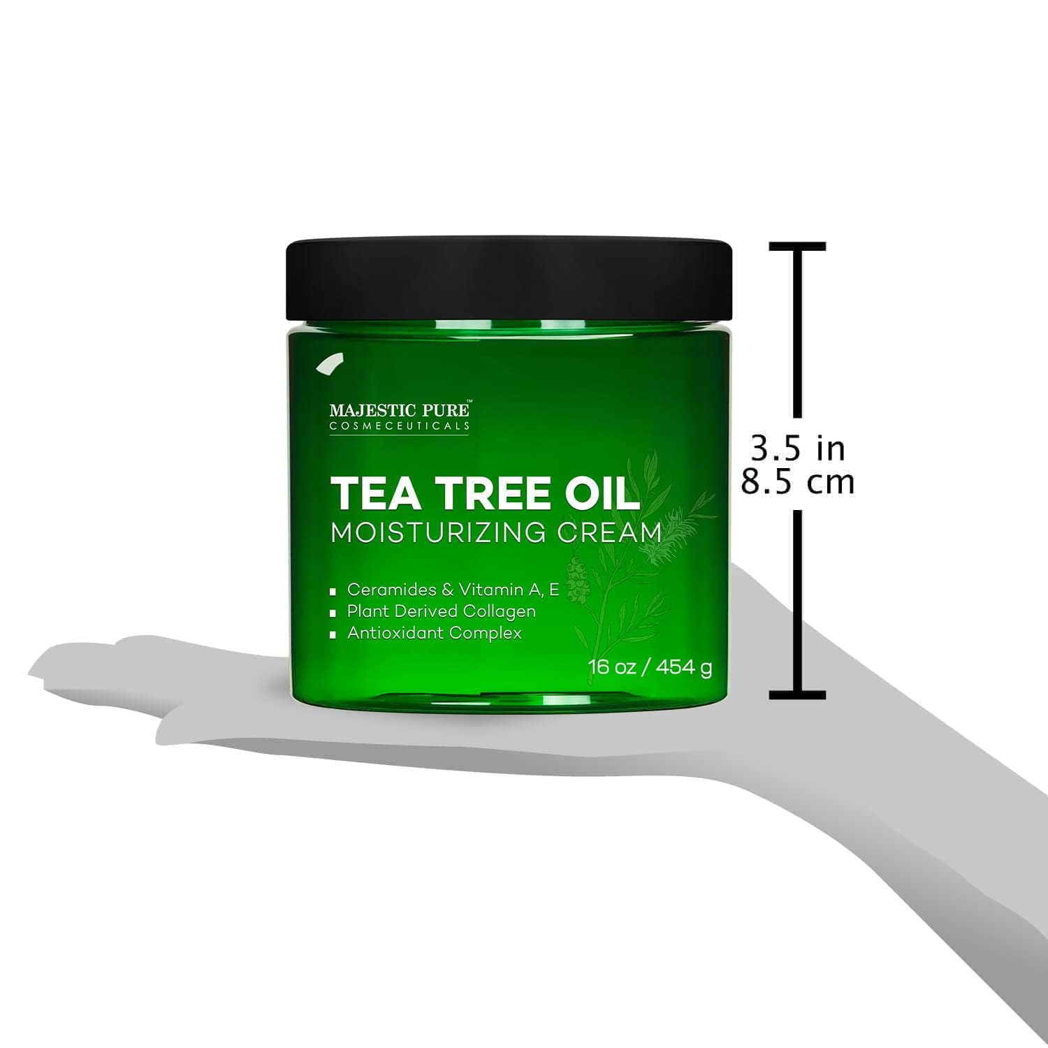 Majestic Pure Tea Tree Oil Cream USA cruelty-free badge signals ethical skincare.