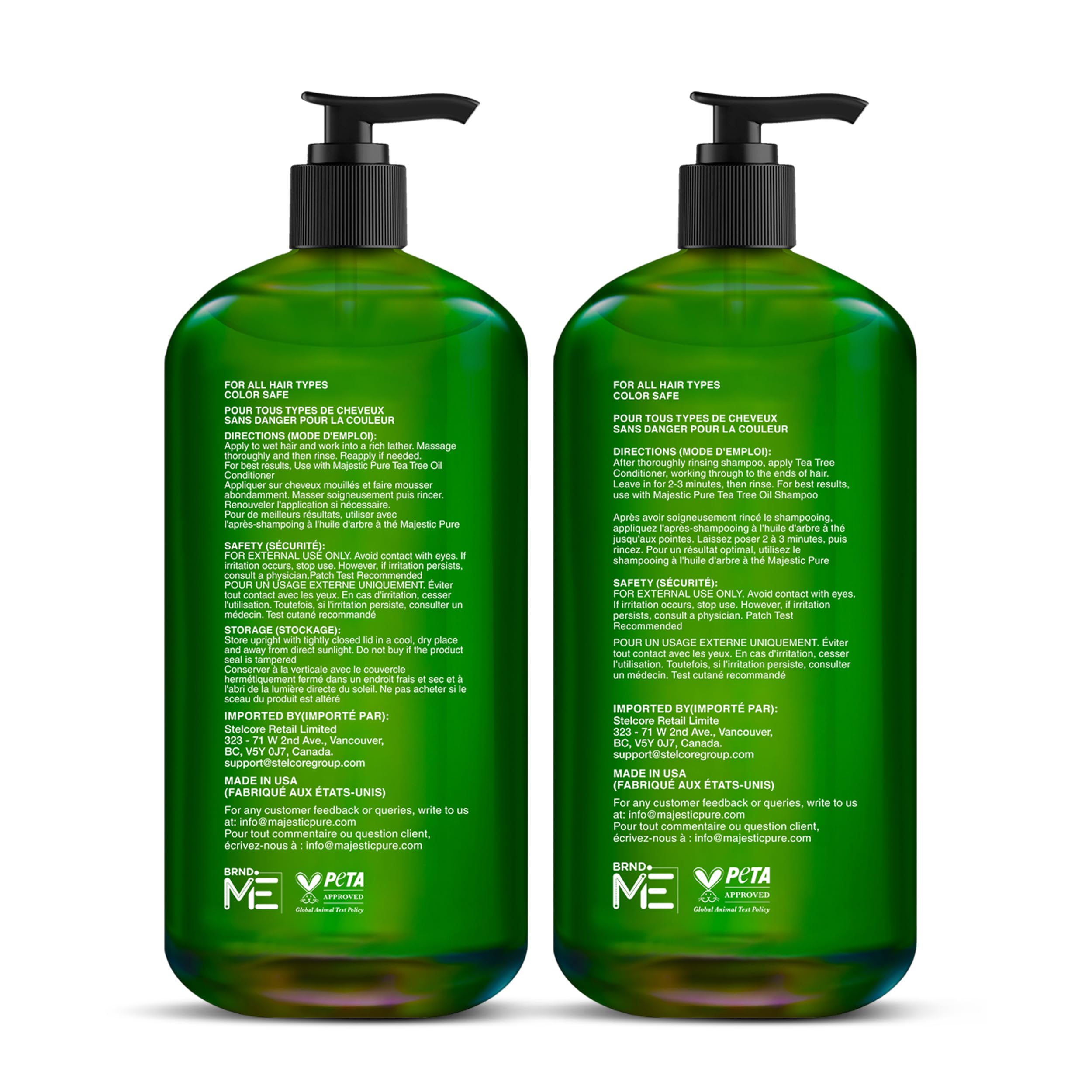 Majestic Pure Tea Tree Shampoo cruelty-free badge indicates ethical choice.
