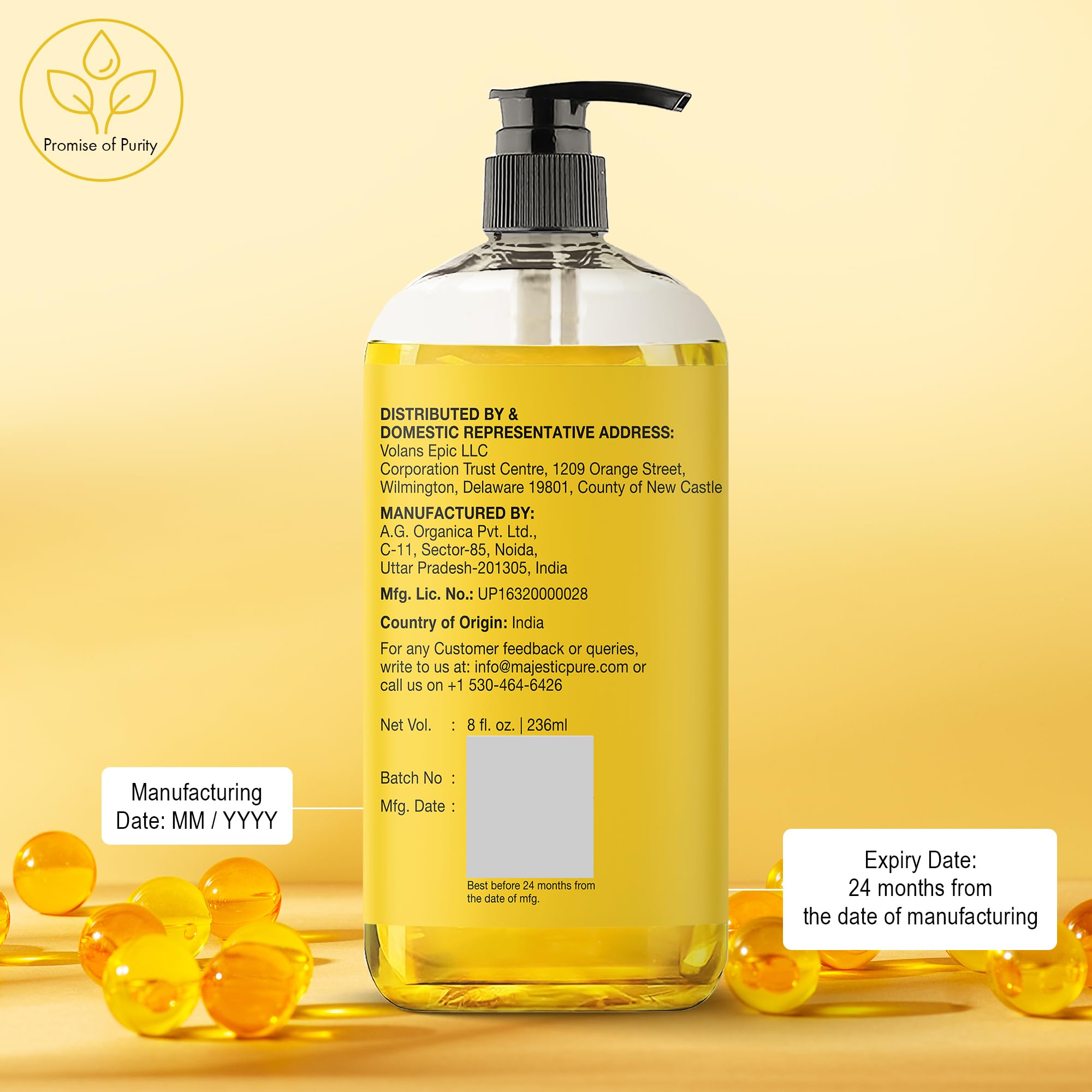 Majestic Pure Vitamin E Oil bath use suggesting a soothing bath.