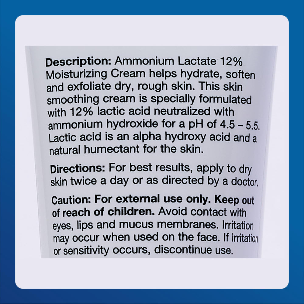 Major Ammonium Lactate 12% Cream packaging on shelf highlights fragrance-free formula for sensitive shoppers.