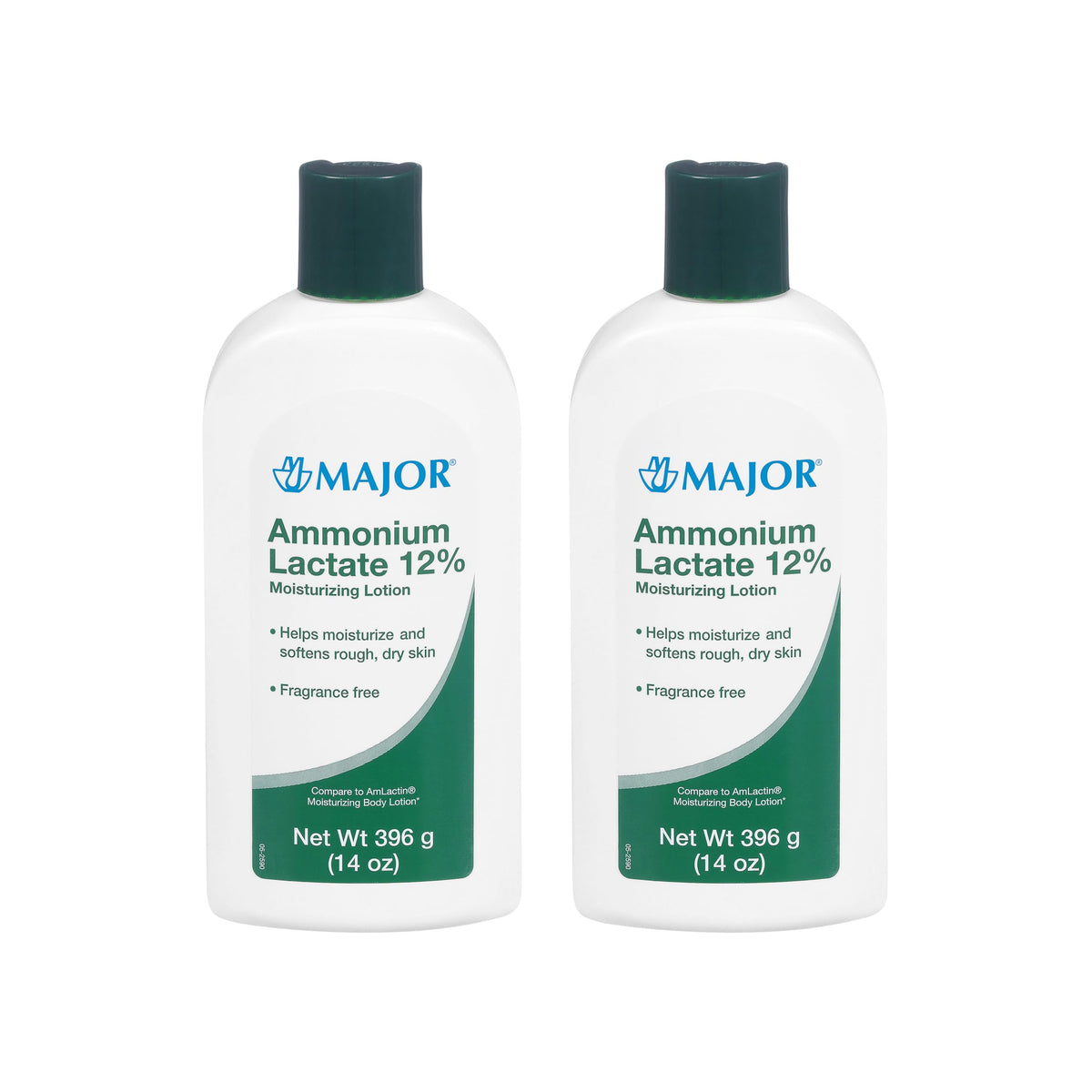 Major Ammonium Lactate 12% lotion bottle shows fragrance-free hydration for dry skin.
