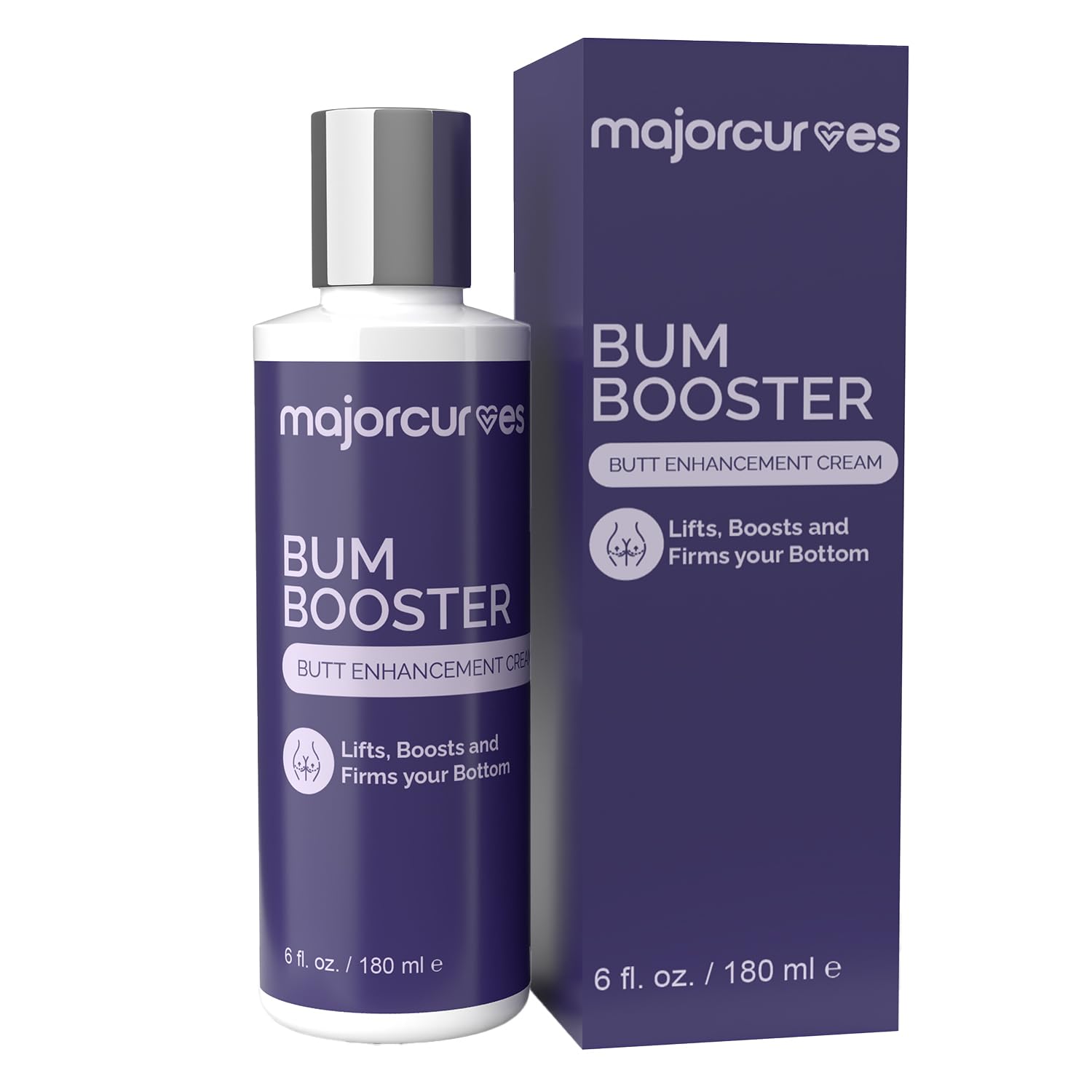 Major Curves Bum Booster Cream jar image highlighting smoothing and curve-enhancing potential.