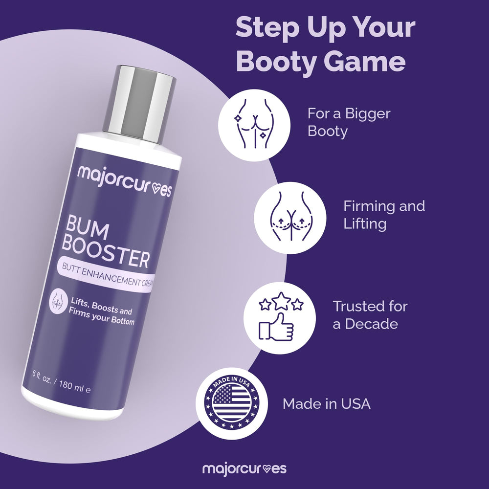 Major Curves Bum Booster Cream texture being absorbed for quick, non-greasy finish.