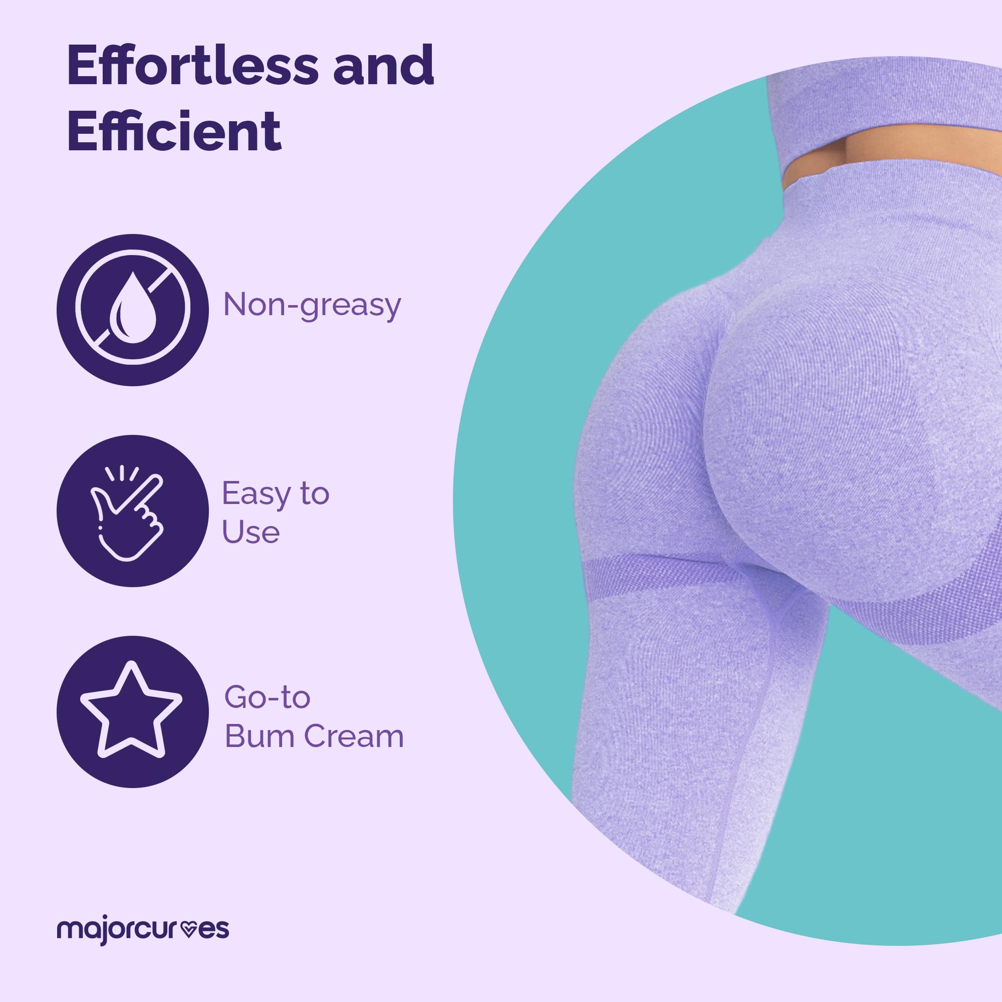 Major Curves Bum Booster Cream featuring Wild Yam ingredient signaling smoothing and lift potential.