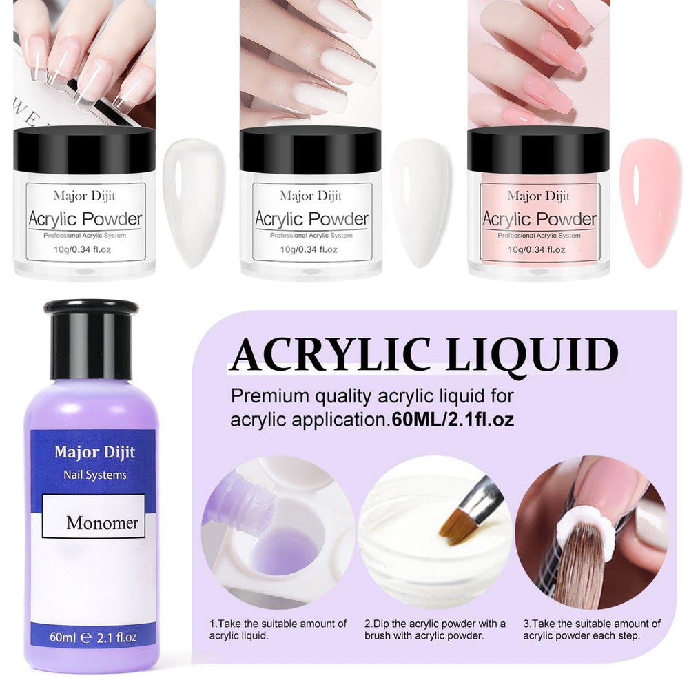 Major Dijit acrylic brush and file set, precise application and seamless shaping.