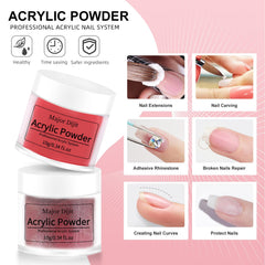 Major Dijit acrylic liquid, base and top coats for durable manicure results.