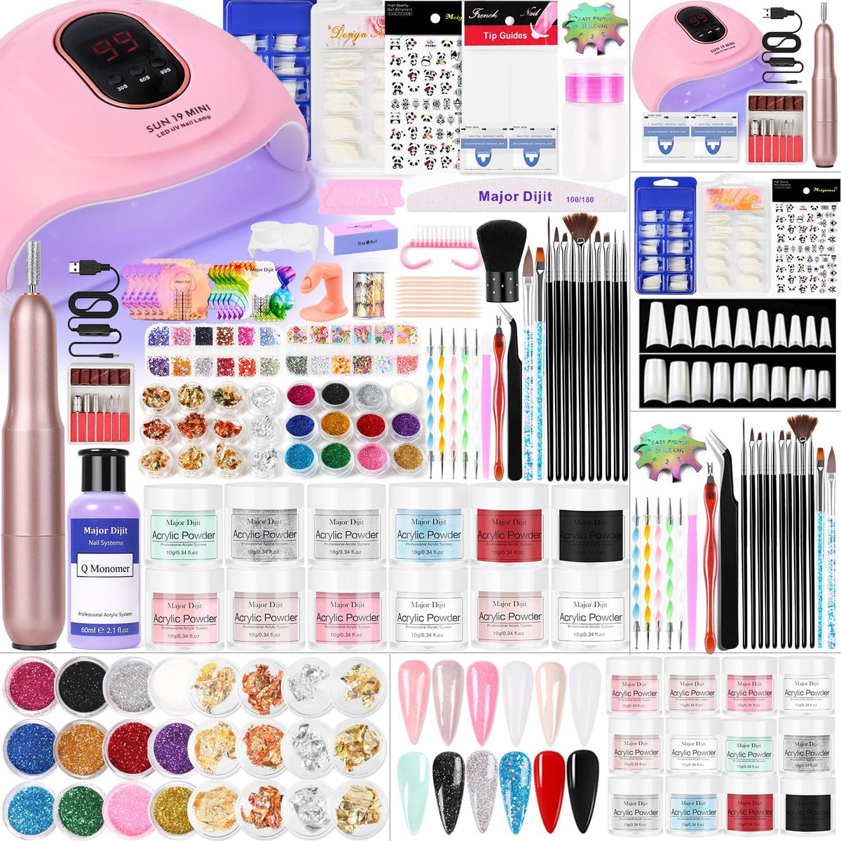 Major Dijit acrylic nail kit front display—beginner-friendly all-in-one set