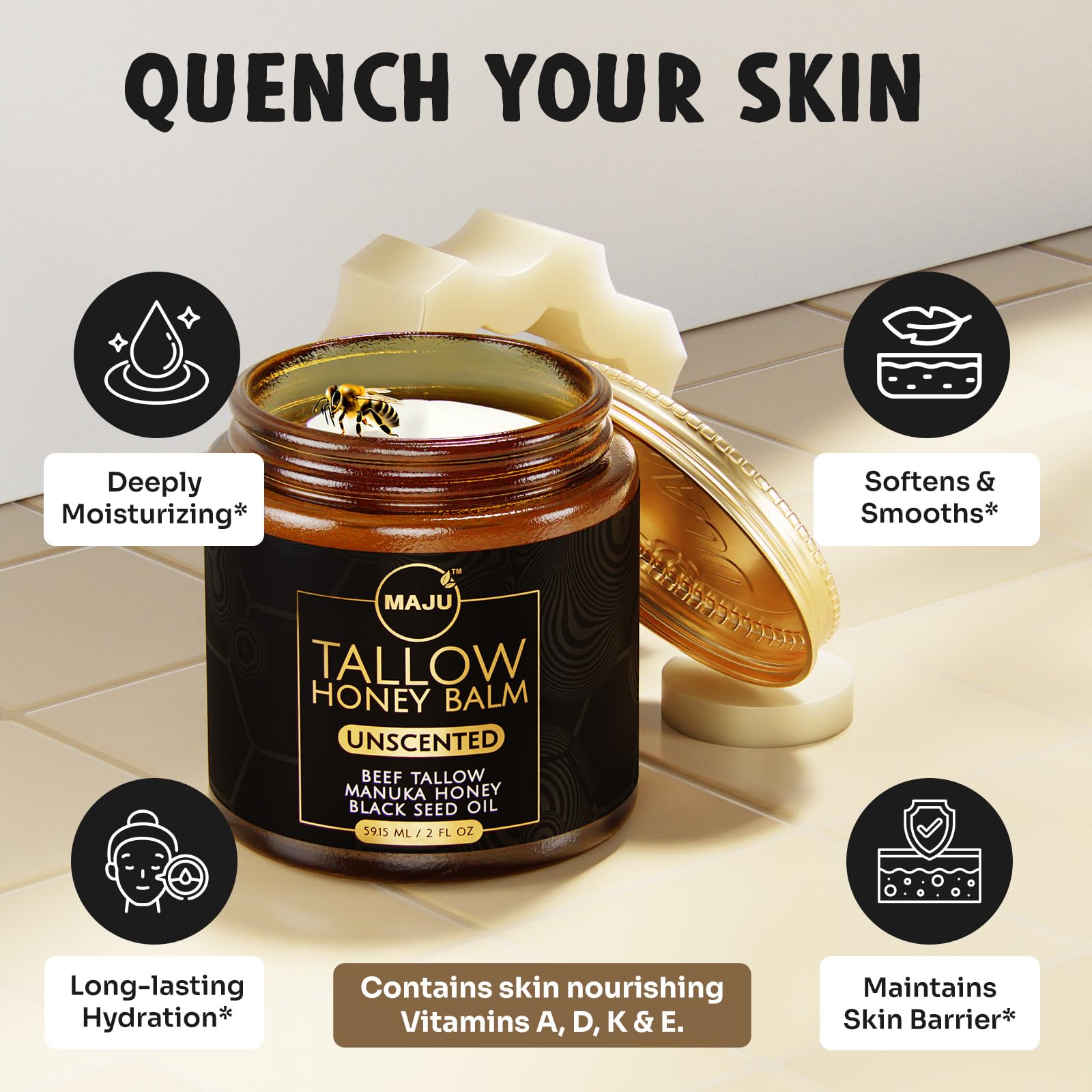 MAJU balm on hand showing moisturizing application