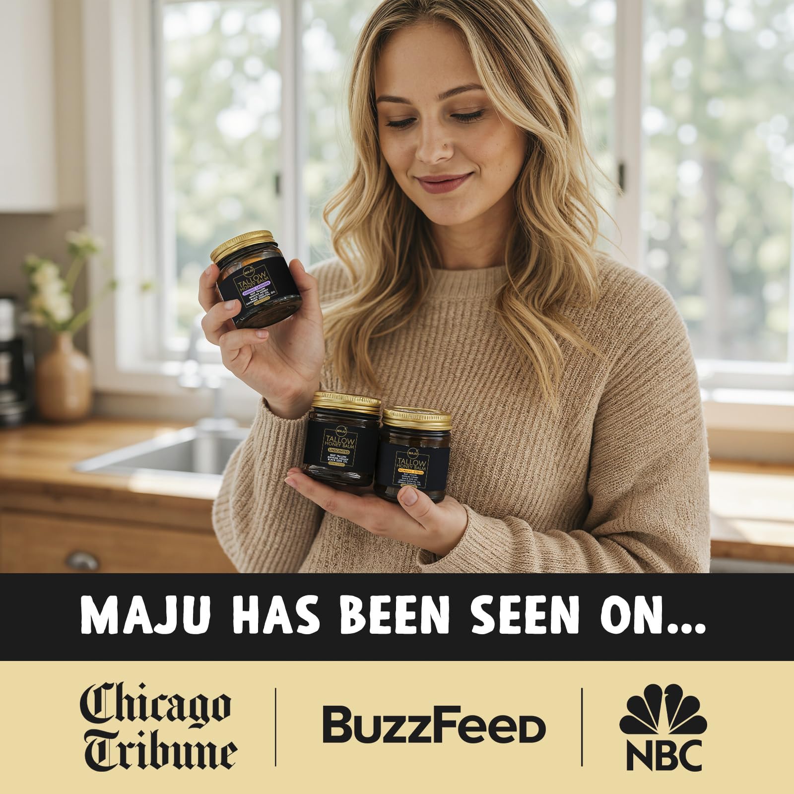 MAJU Grass-Fed beef tallow ingredient list on label