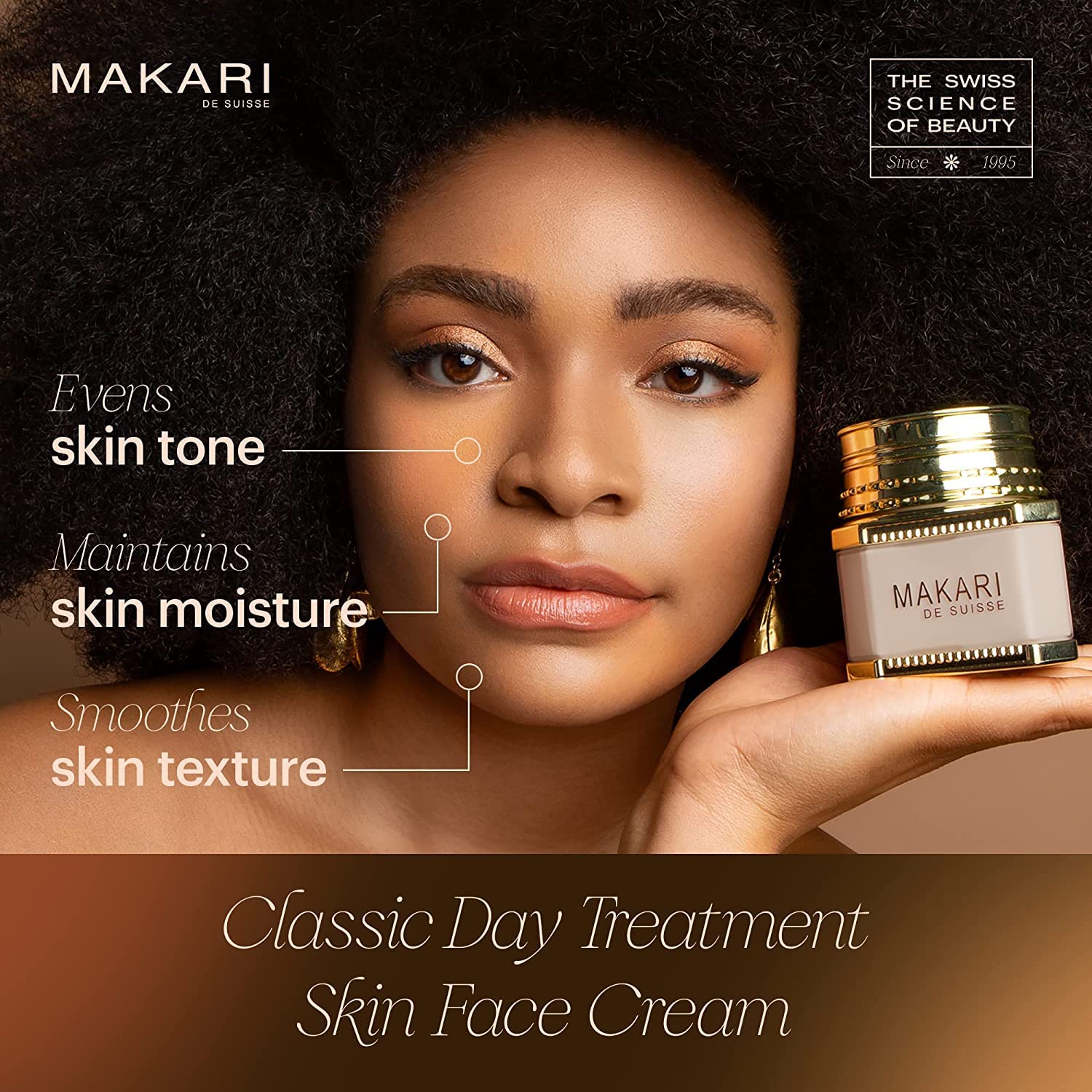 MAKARI Classic Day Radiance Face Cream jar front highlighting brightening care for uneven tones
