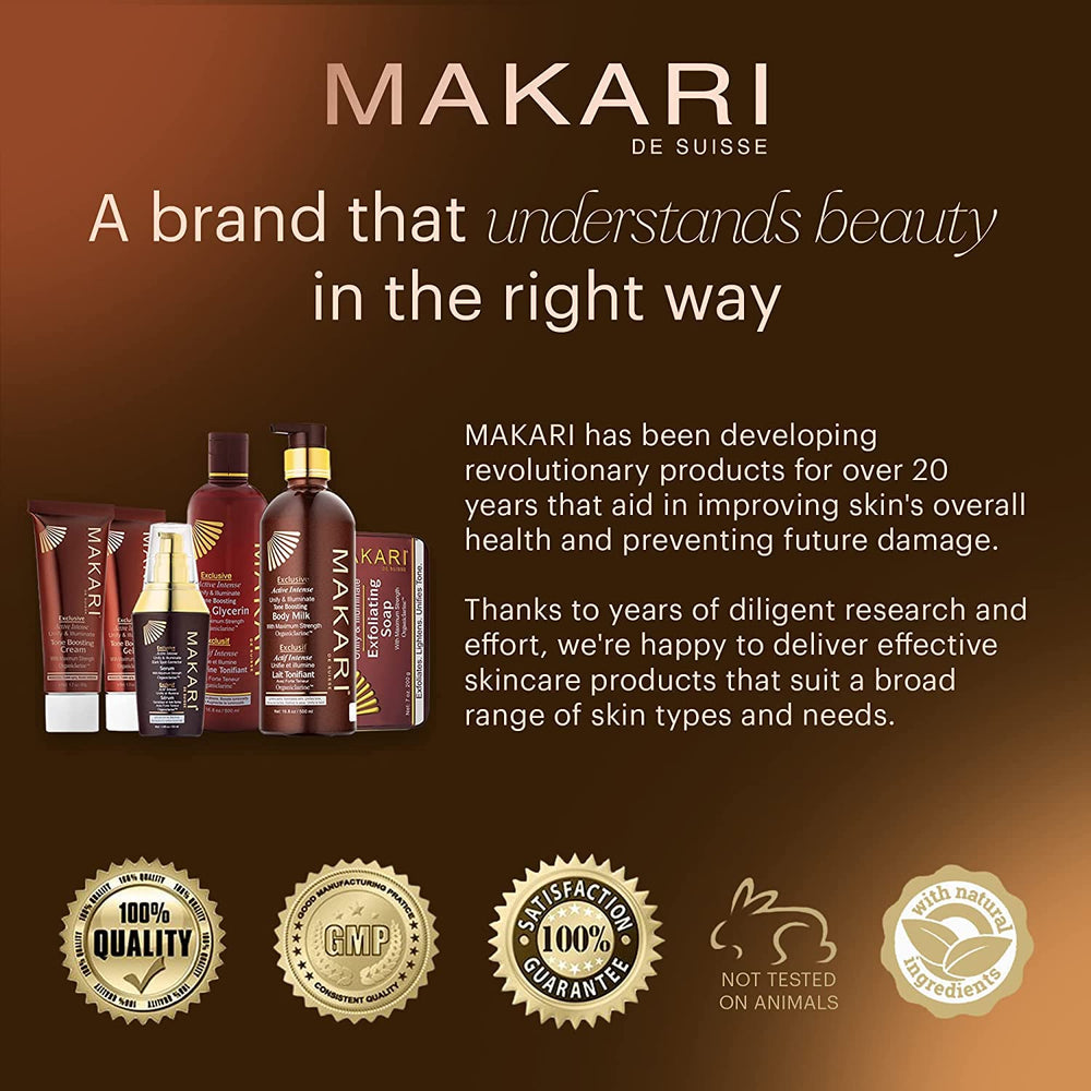 Makari Exclusive Tone-Boosting Face Cream carrot oil detail emphasizes skin softness