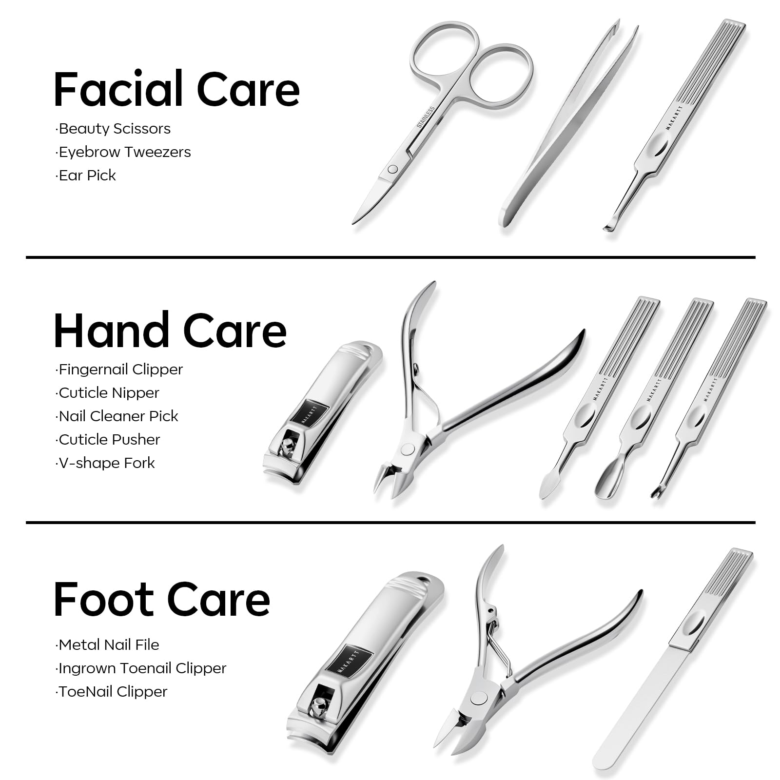 Makartt 11-in-1 manicure tools for comprehensive nail care.