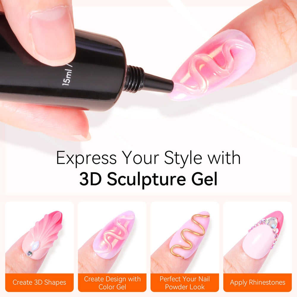 Makartt 3D gel nail art 3D modeling gel enabling durable nail decorations on natural nails.