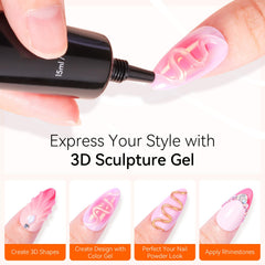 Makartt 3D gel nail art 3D modeling gel enabling durable nail decorations on natural nails.