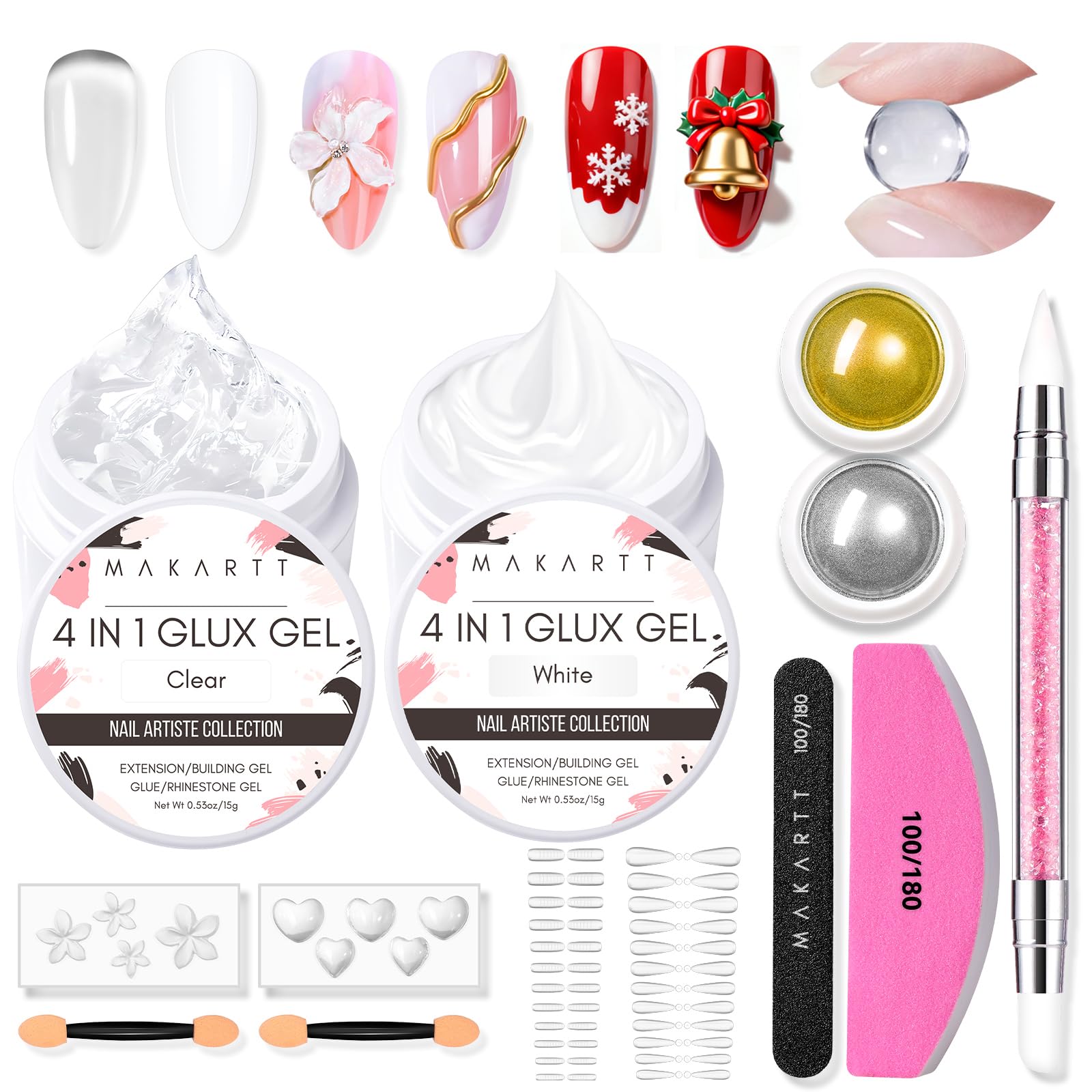 Makartt 3D Gel Nail Art Starter Kit packaging view for a complete at-home manicure setup.