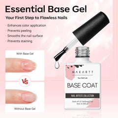 Makartt Base Coat ensures strong nail adhesion for long-lasting wear.