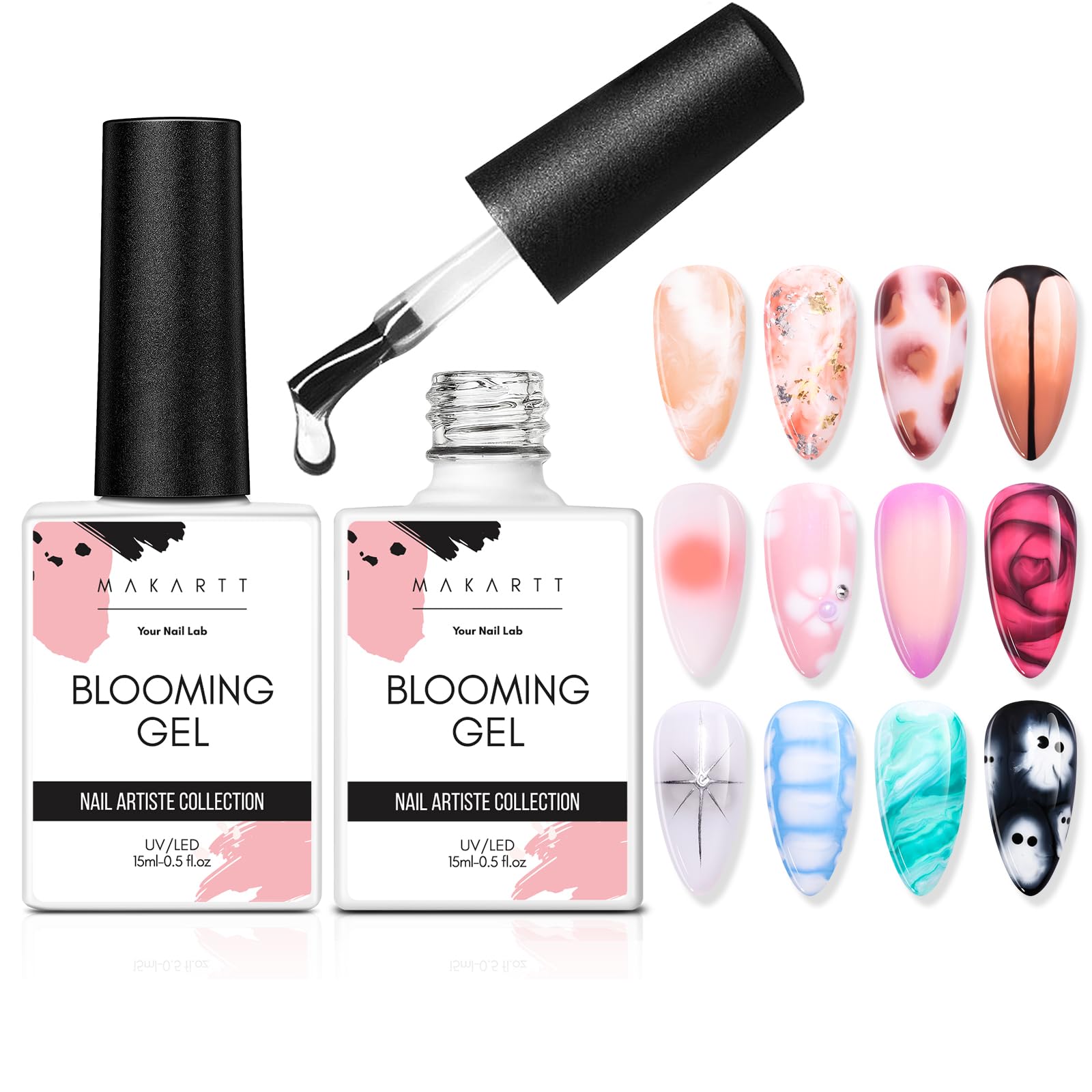Makartt Blooming Gel-Clear 2pcs pack shot shows two clear gels for versatile nail art