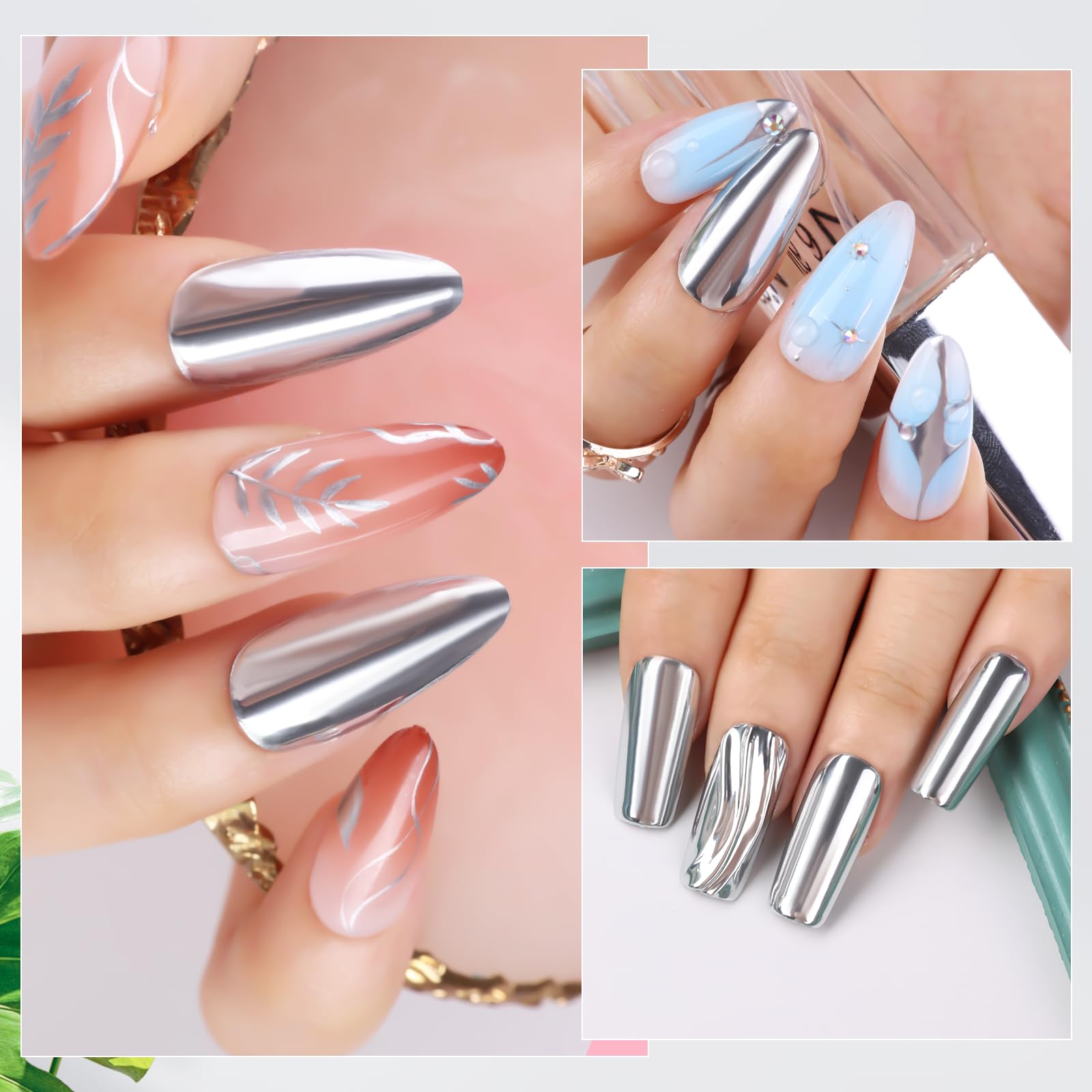 Makartt 8ml bottle applying silver gel with delicate brush for smooth results.