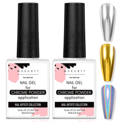 Makartt chrome top coat bottle closeup for reflective mirror finish on nails