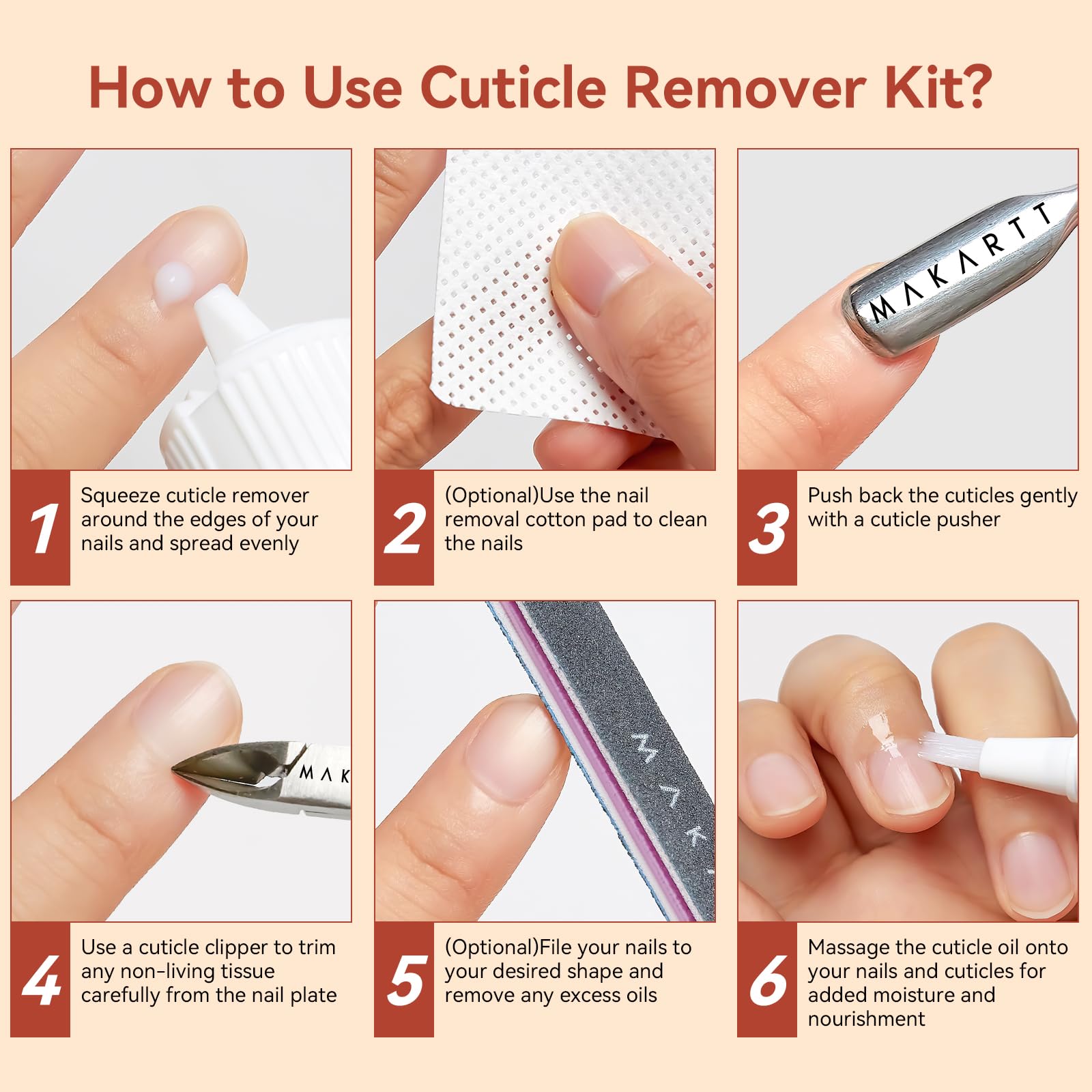 Makartt Cuticle Remover Cream Application demonstrates even penetration for quick softening.