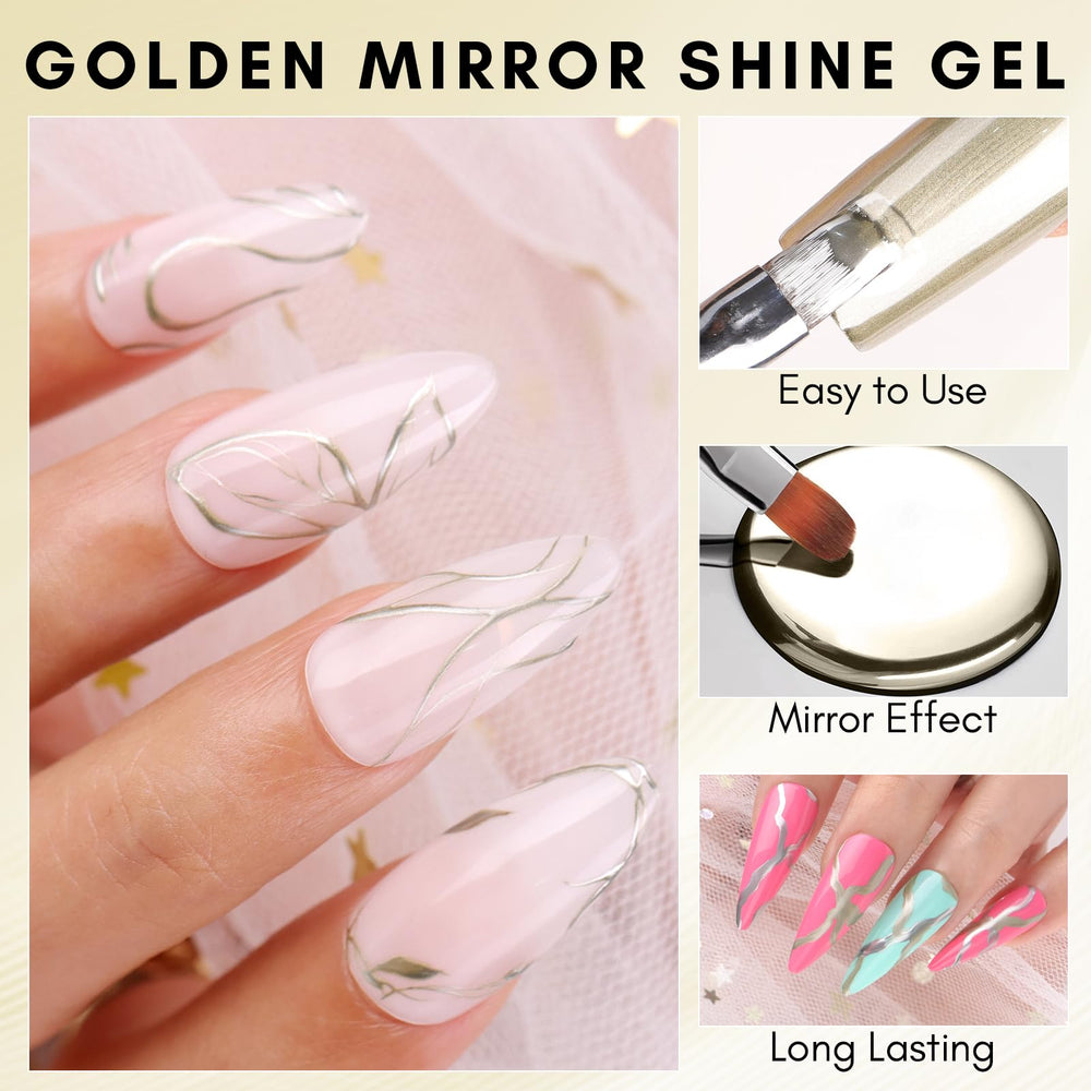 Makartt gold metallic gel nail art for precise lines and accents.