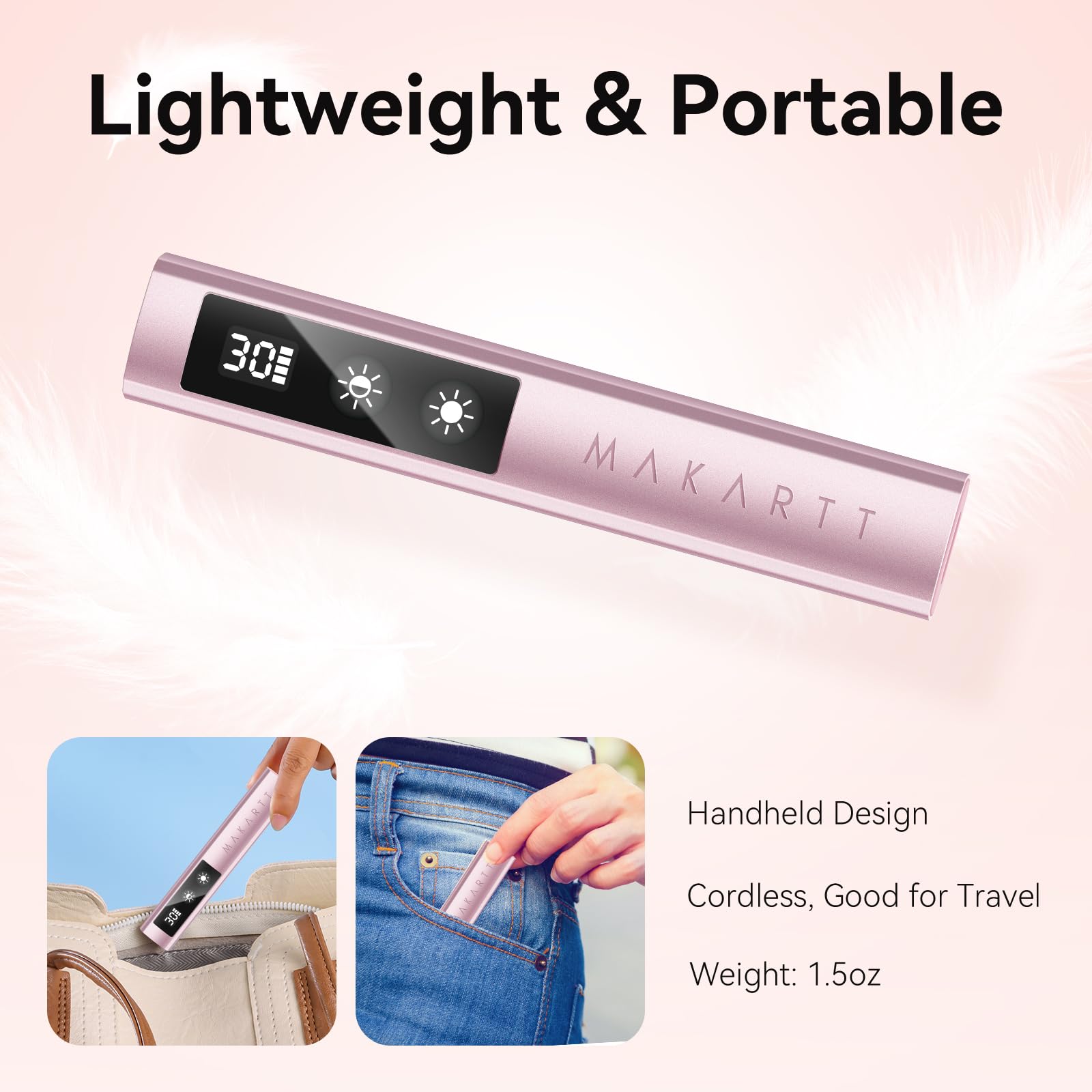 Makartt handheld UV nail lamp travel-friendly design fits in small bags