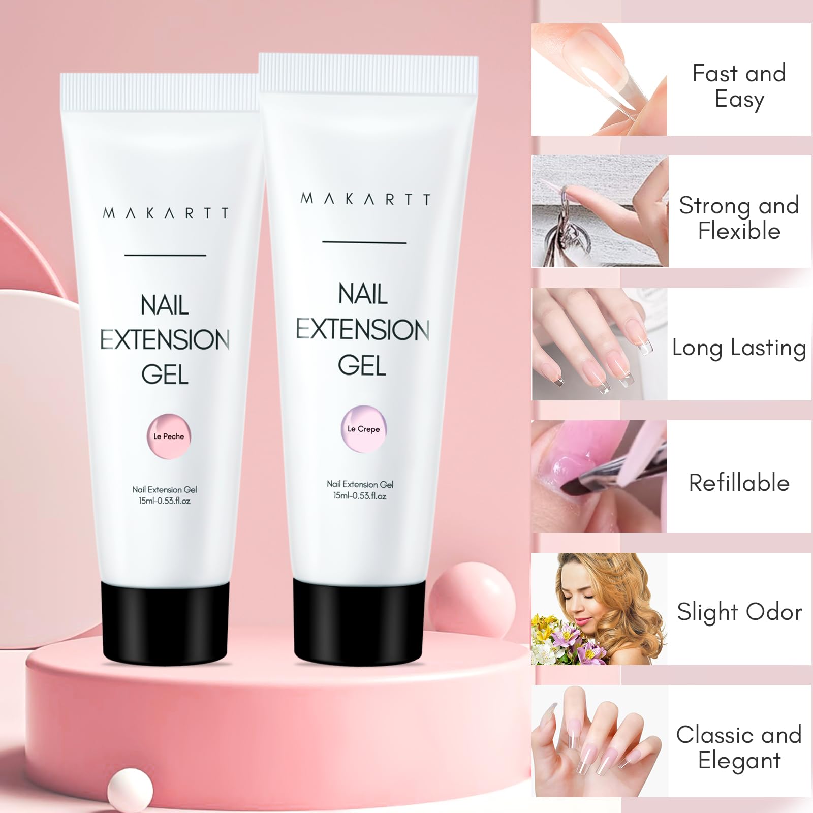 Makartt nail gel kit enables butterfly, dry flower, and glitter nail art ideas.