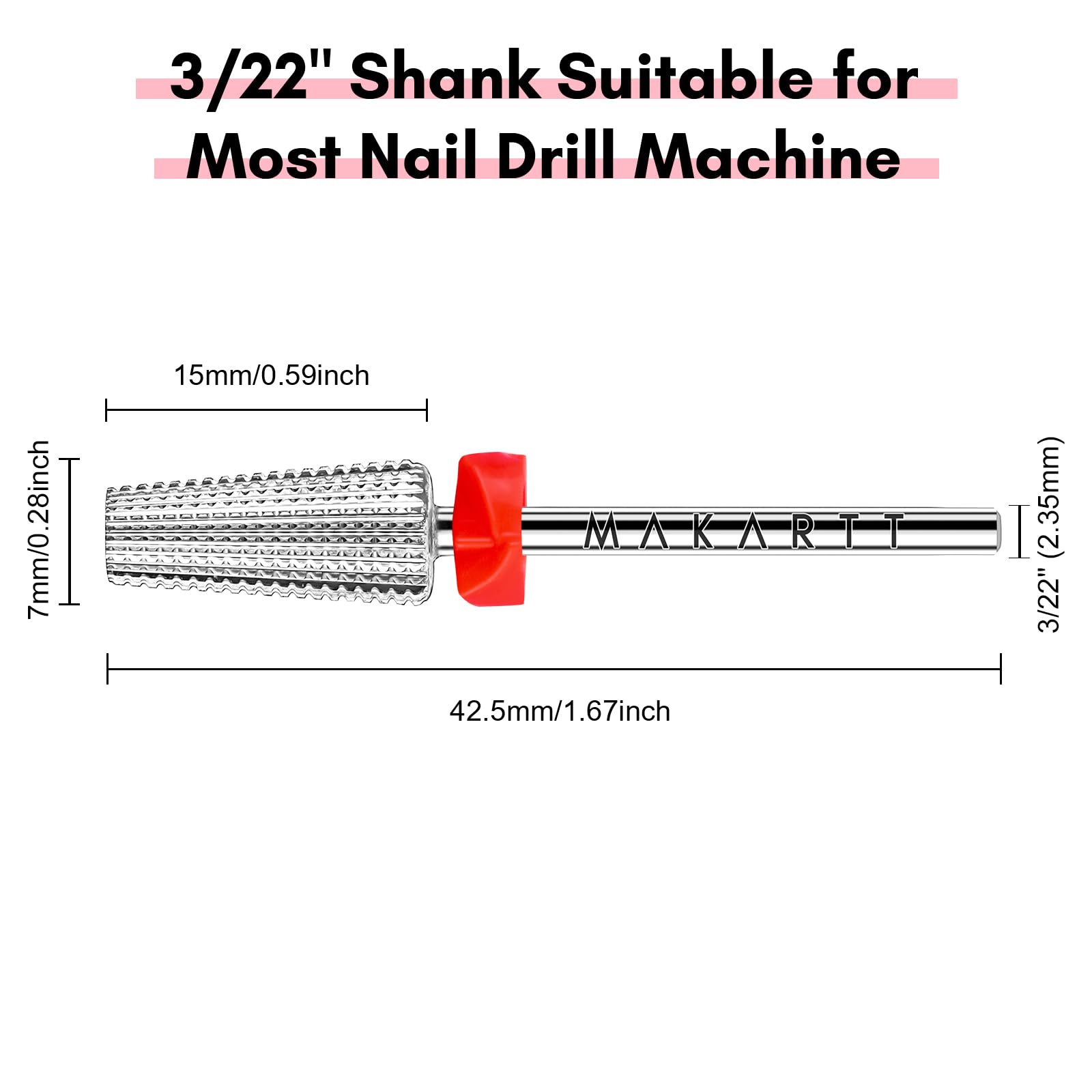 Makartt 3/32 inch shank compatible with most nail drills.