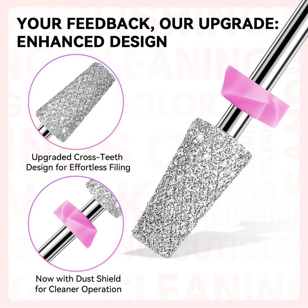 Makartt ball bit smooths ridges and buffers in manicure prep.