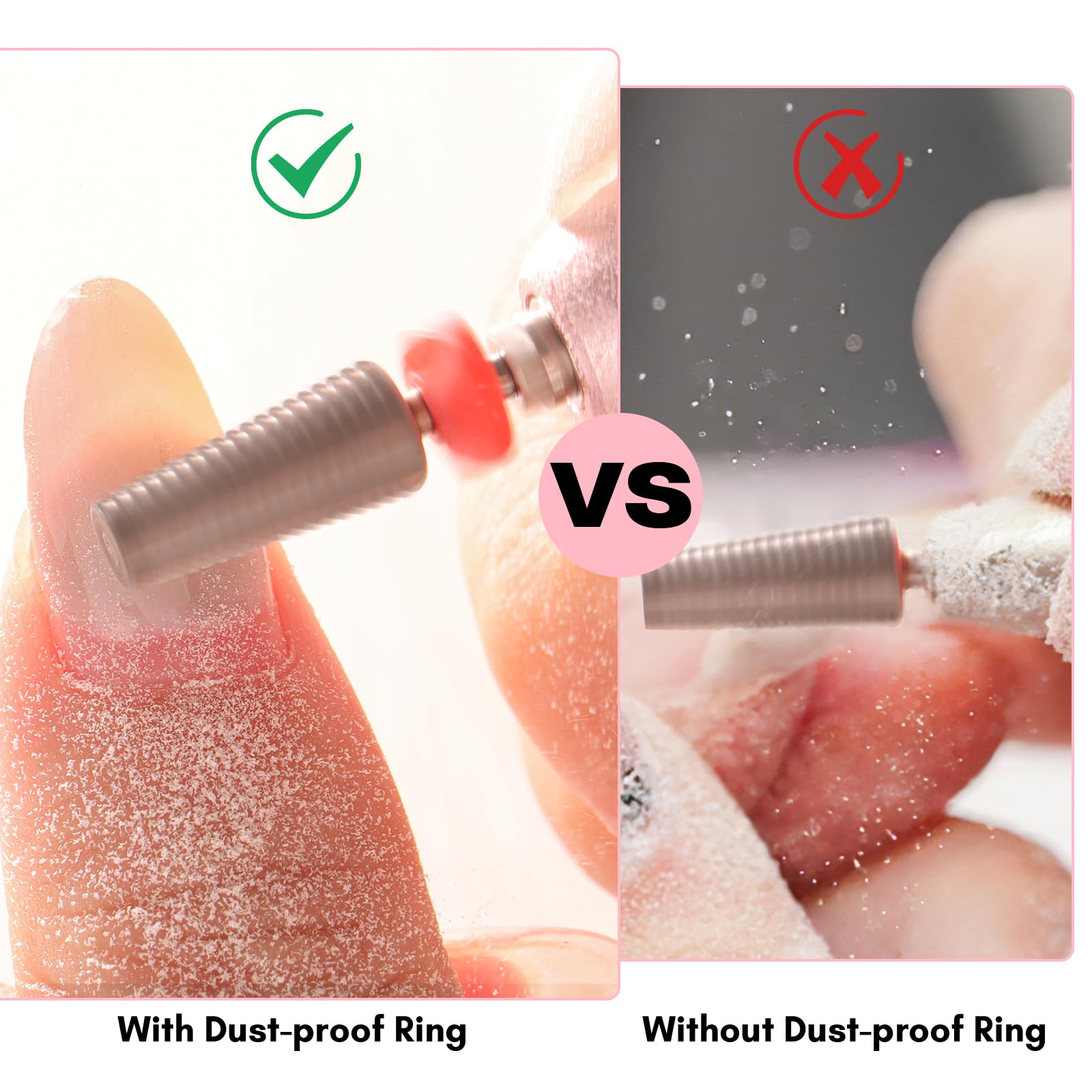 Makartt nail drill bits dust-proof ring feature visible for cleaner work.