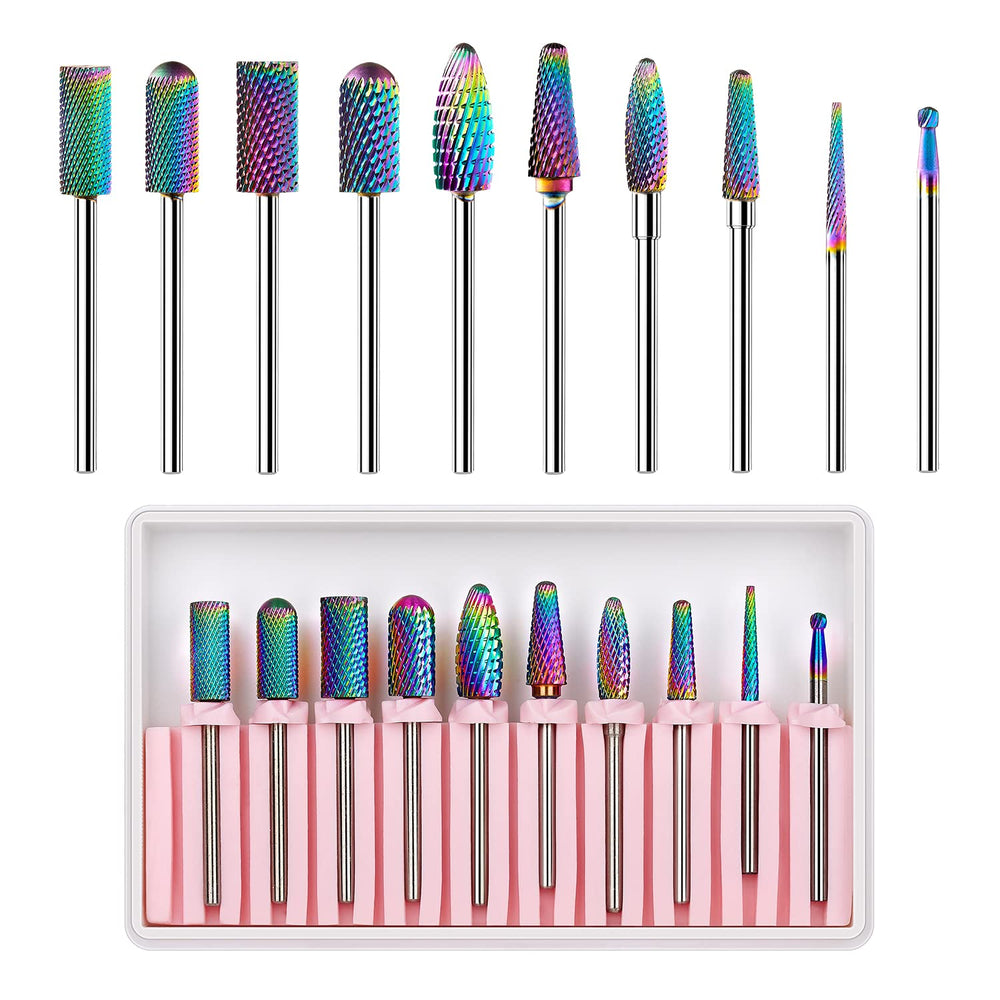 Makartt nail drill bits set 10pcs diamond tungsten carbide for durable acrylic and gel removal