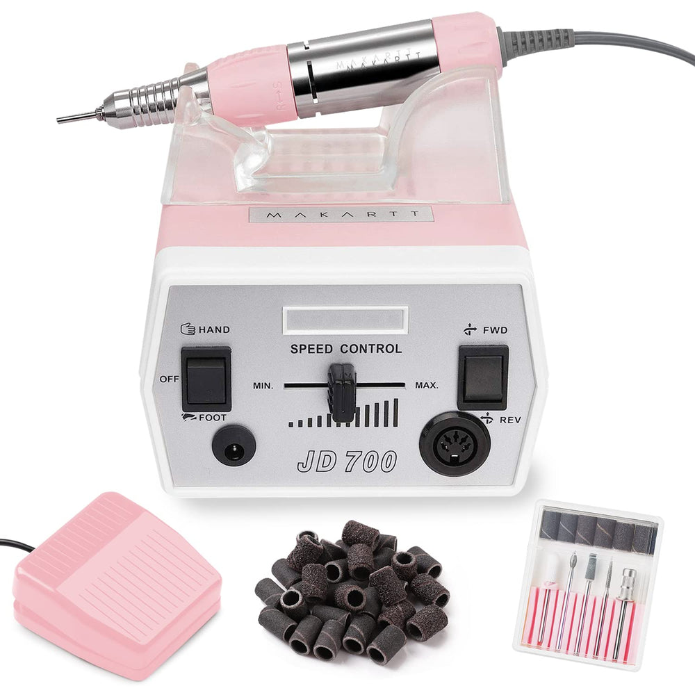 Makartt JD700 nail drill pink body angled shot for precise at-home manicures