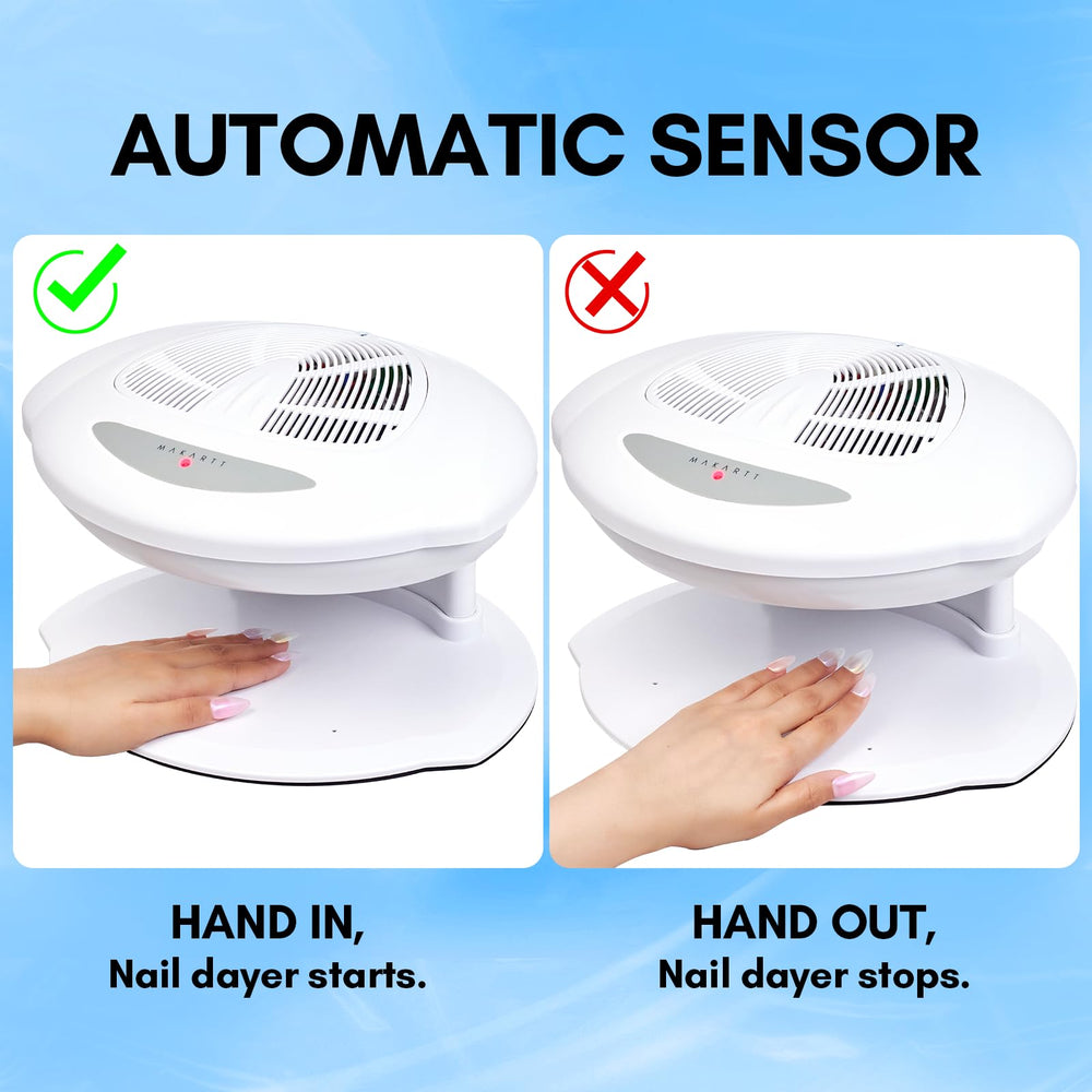 Makartt Nail Dryer with auto sensor starts drying when hands approach.