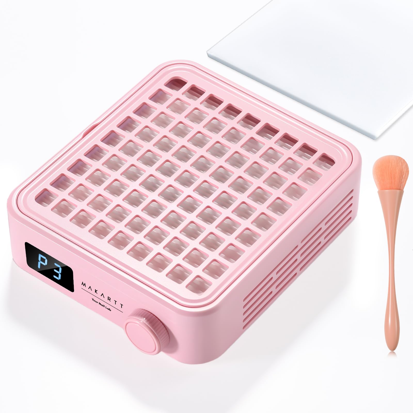 Makartt nail dust collector front view in pink for clean workspace and efficient dust capture.
