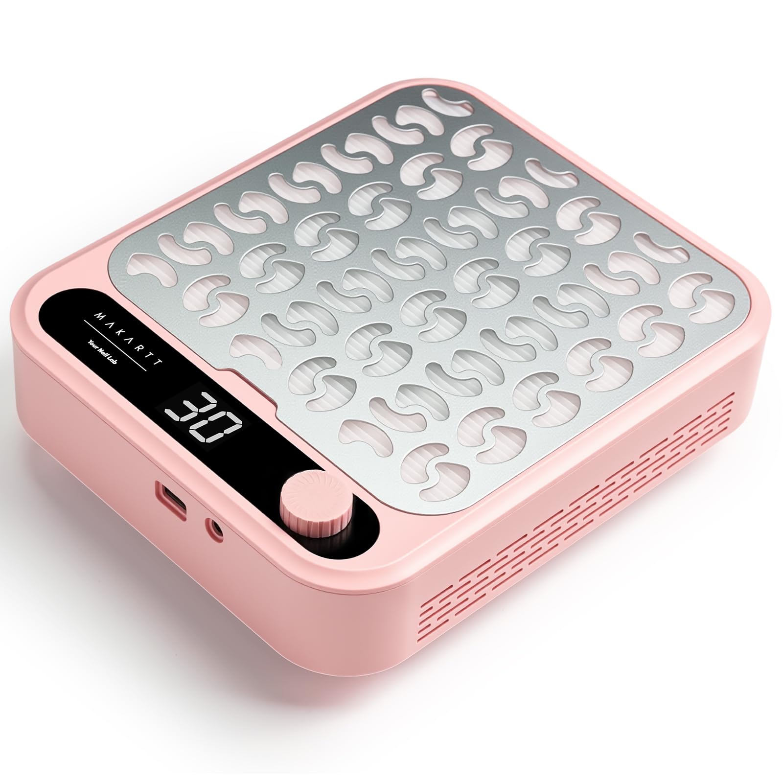 Makartt nail dust collector front view shows powerful suction for clean manicure sessions.