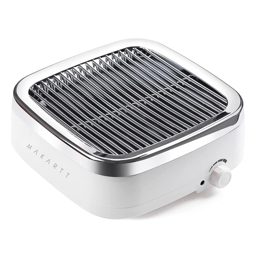 Makartt Nail Dust Collector front view demonstrates dual-suction for clean manicure sessions