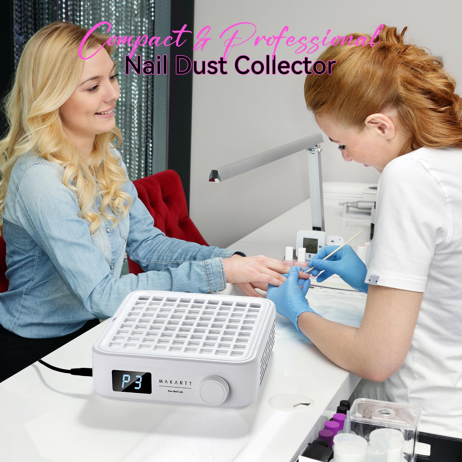 Makartt nail dust collector is ideal for home and salon use.