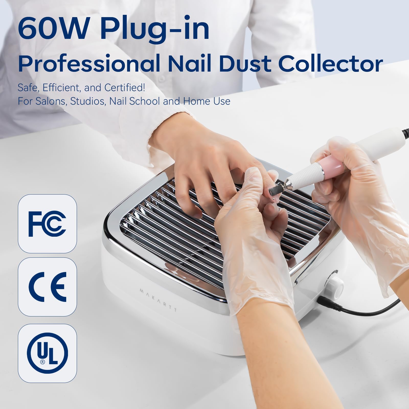 Makartt Nail Dust Collector in use captures two-turbine suction at work