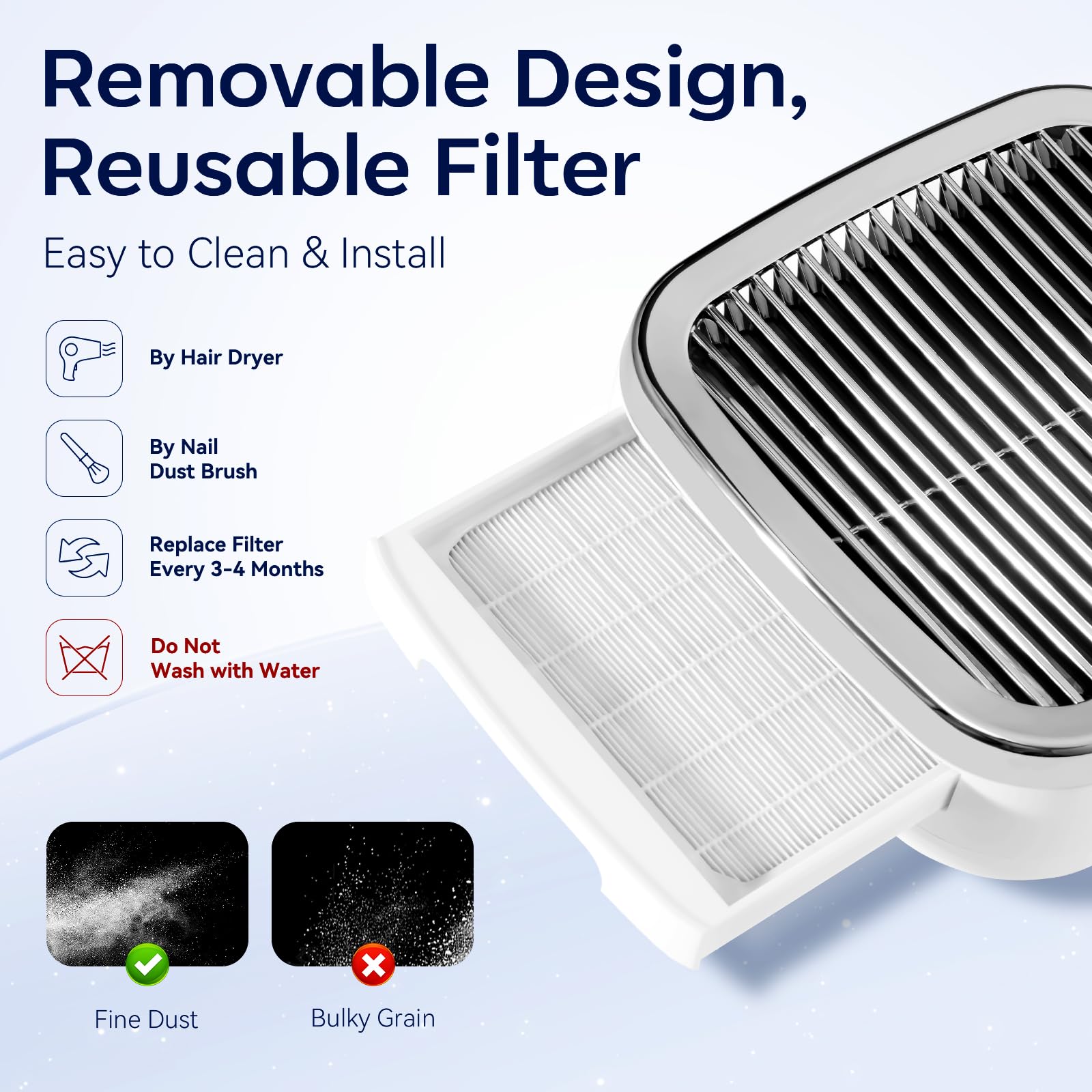Makartt Nail Dust Collector side view emphasizes slim profile for busy salons
