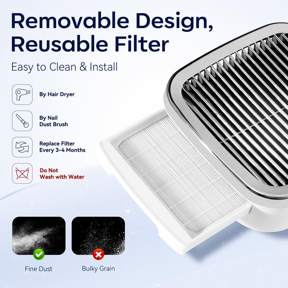 Makartt Nail Dust Collector side view emphasizes slim profile for busy salons