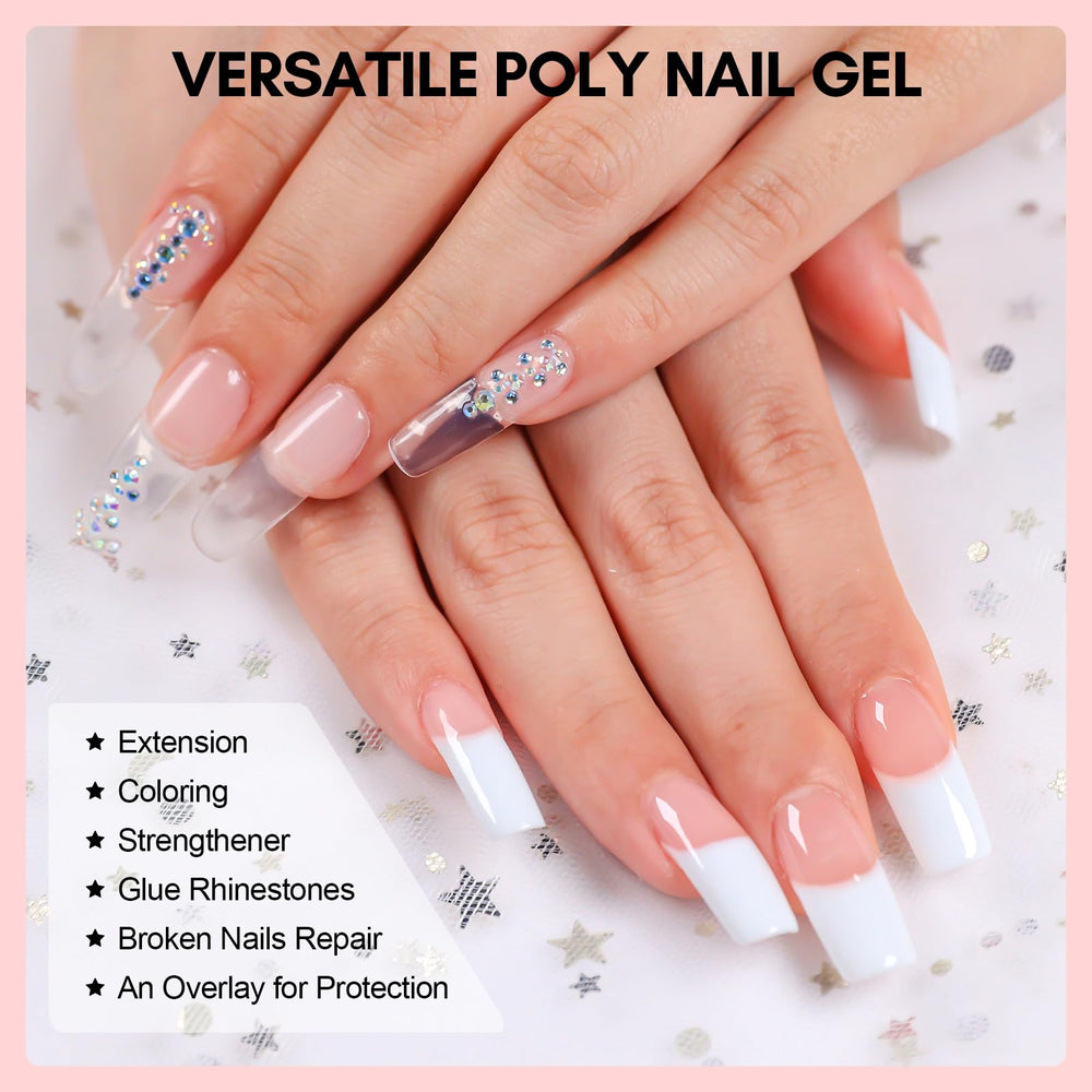 Makartt nail extension gel brush demonstrates smooth extension application for precise shaping.