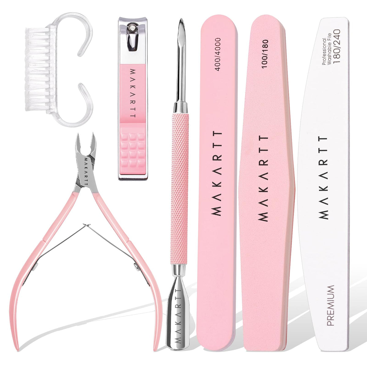 Makartt nail file and buffer set in pink kit for smooth everyday nails.