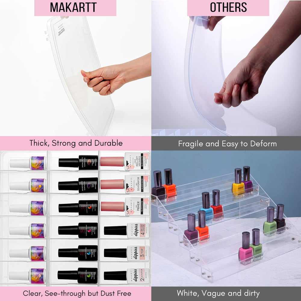 Makartt Nail Polish Organizer filled with 48 bottles showing organized, visible color lineup.