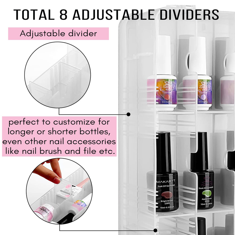 Makartt Nail Polish Organizer features dust-free clear design and durable casing.