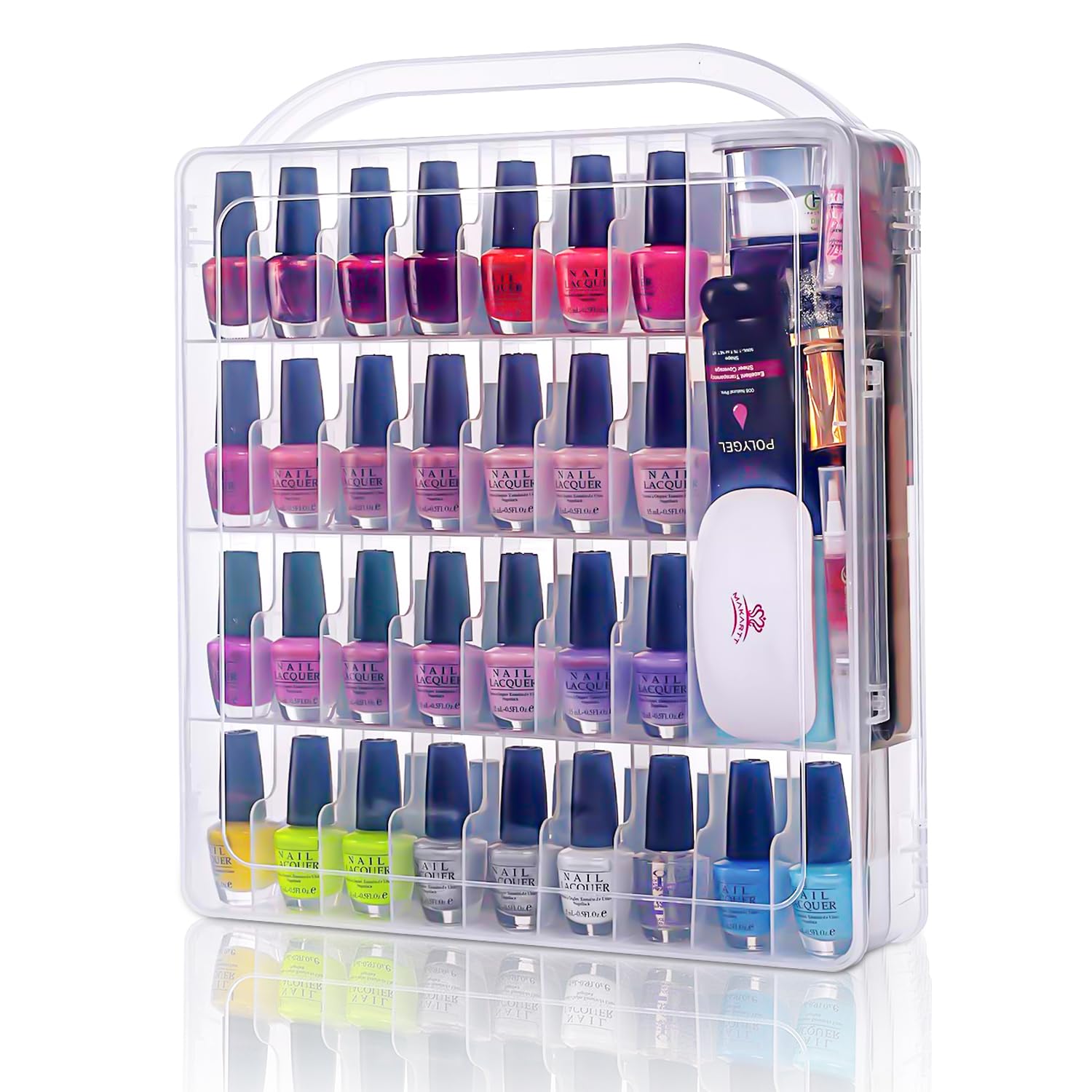 Makartt nail polish organizer exterior view shows compact storage for clutter-free vanity and quick access.