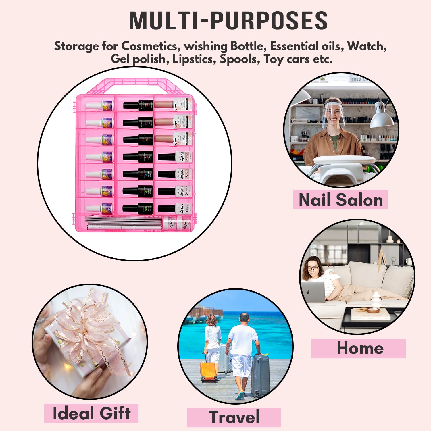 Makartt nail polish organizer portable case ideal for salons, schools, and home.
